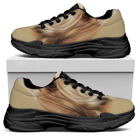 Shih Tzu Portrait Print Black Chunky Shoes