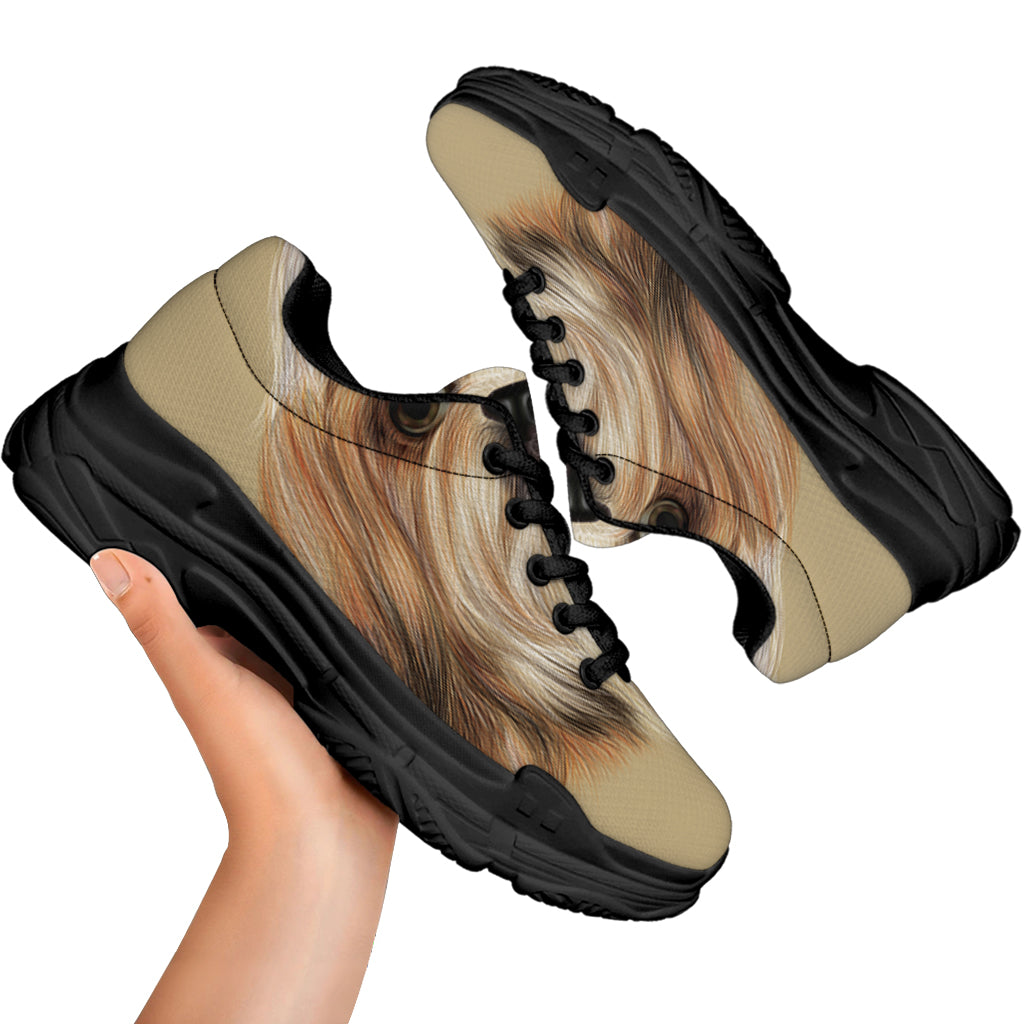 Shih Tzu Portrait Print Black Chunky Shoes