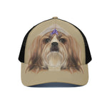 Shih Tzu Portrait Print Black Mesh Trucker Cap
