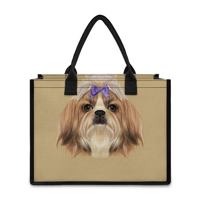 Shih Tzu Portrait Print Canvas Tote Bag