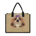 Shih Tzu Portrait Print Canvas Tote Bag