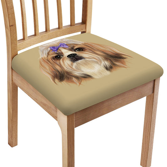 Shih Tzu Portrait Print Chair Cushion Cover