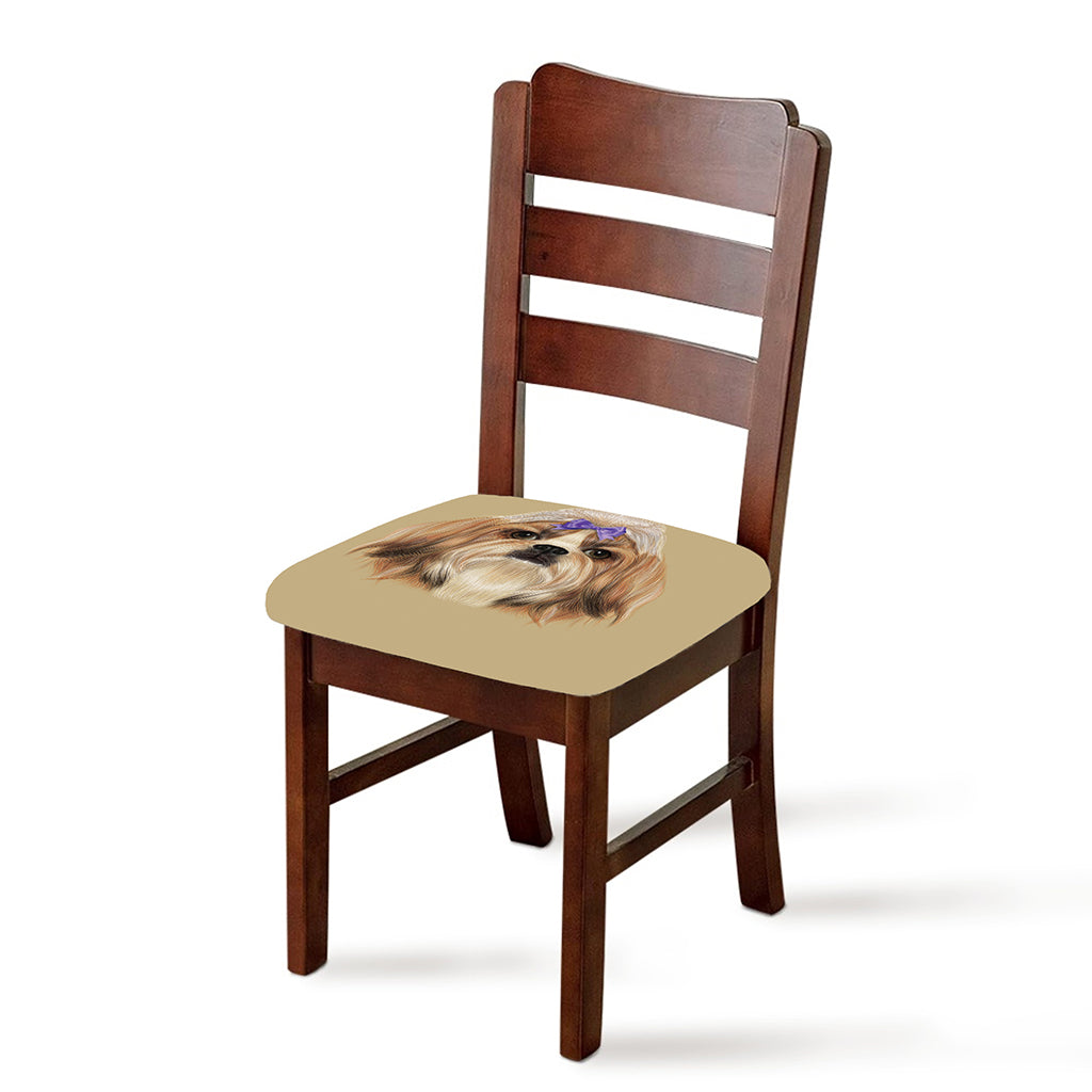 Shih Tzu Portrait Print Chair Cushion Cover