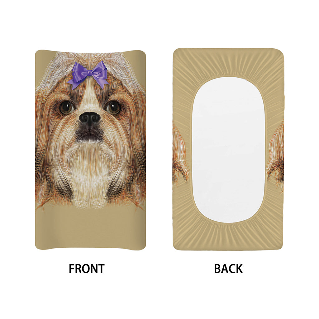 Shih Tzu Portrait Print Changing Pad Cover