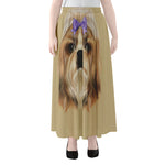 Shih Tzu Portrait Print Chiffon Maxi Skirt