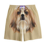 Shih Tzu Portrait Print Cotton Shorts