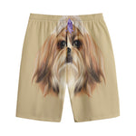 Shih Tzu Portrait Print Cotton Shorts