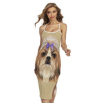 Shih Tzu Portrait Print Cross Back Cami Dress