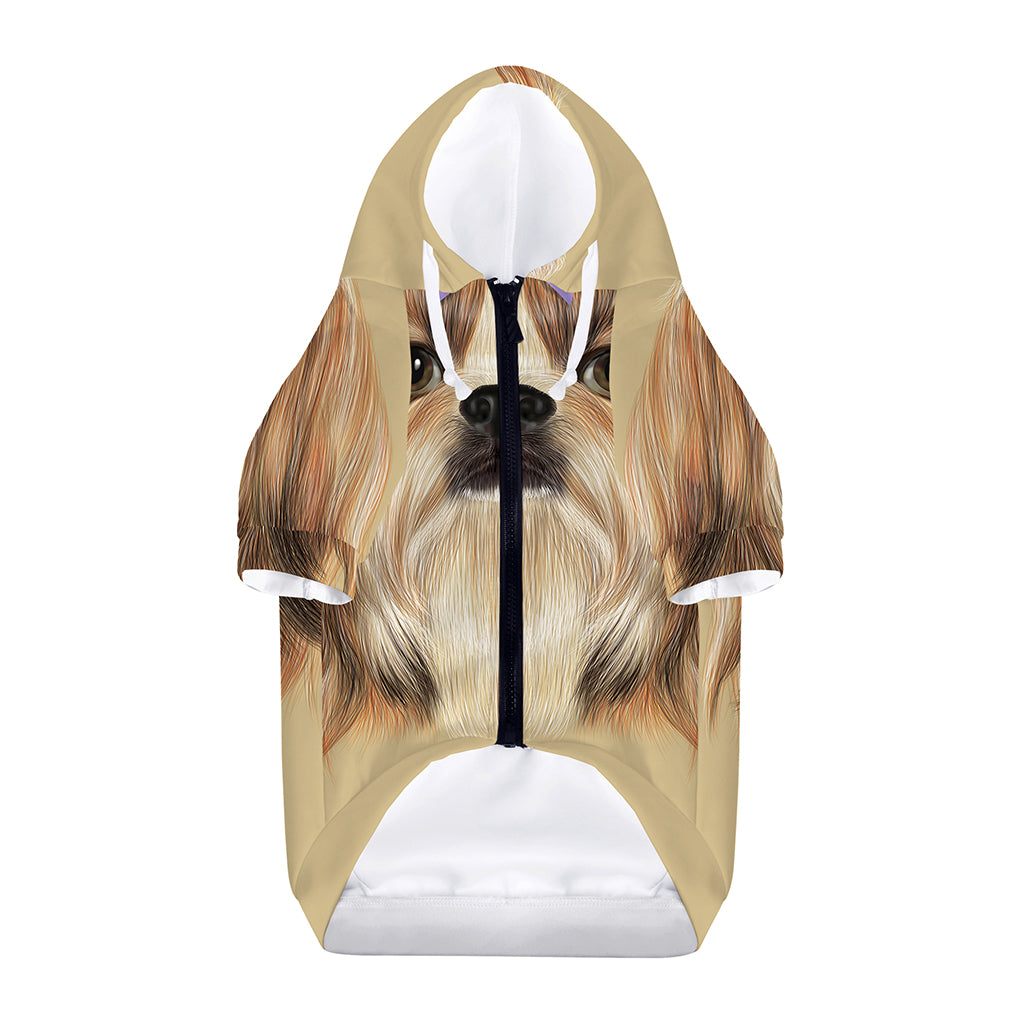Shih Tzu Portrait Print Dog Zip Up Hoodie