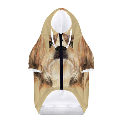 Shih Tzu Portrait Print Dog Zip Up Hoodie