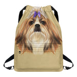 Shih Tzu Portrait Print Drawstring Backpack