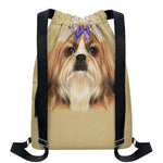 Shih Tzu Portrait Print Drawstring Backpack
