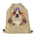 Shih Tzu Portrait Print Drawstring Bag