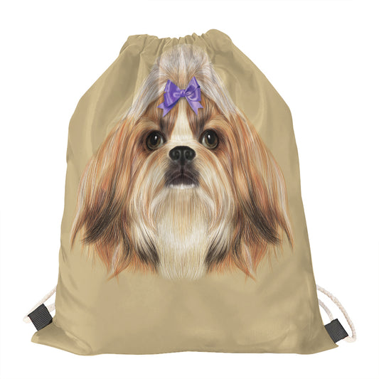 Shih Tzu Portrait Print Drawstring Bag