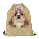 Shih Tzu Portrait Print Drawstring Bag
