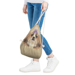 Shih Tzu Portrait Print Drawstring Bag