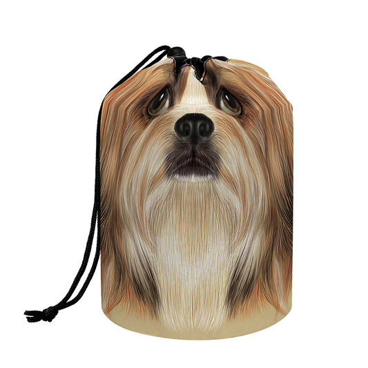 Shih Tzu Portrait Print Drawstring Makeup Bag