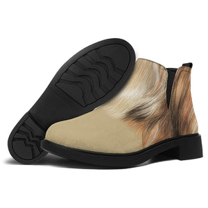 Shih Tzu Portrait Print Flat Ankle Boots