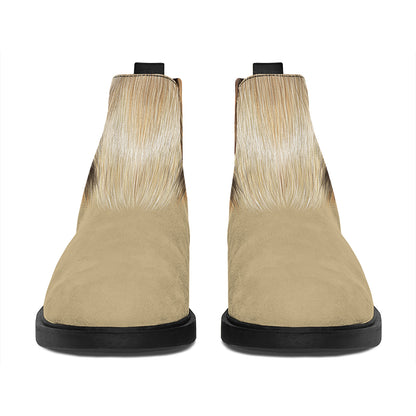 Shih Tzu Portrait Print Flat Ankle Boots