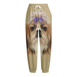 Shih Tzu Portrait Print Fleece Lined Knit Pants