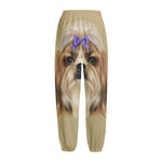 Shih Tzu Portrait Print Fleece Lined Knit Pants
