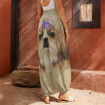 Shih Tzu Portrait Print Harem Pants