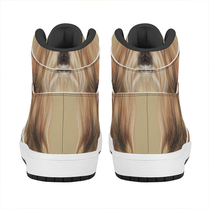 Shih Tzu Portrait Print High Top Leather Sneakers