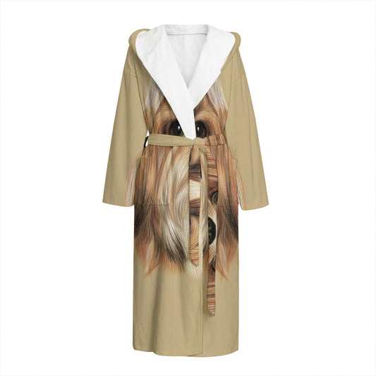 Shih Tzu Portrait Print Hooded Bathrobe