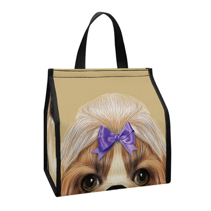 Shih Tzu Portrait Print Insulated Lunch Tote