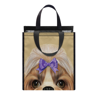 Shih Tzu Portrait Print Insulated Lunch Tote