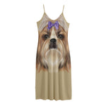 Shih Tzu Portrait Print Jersey Midi Cami Dress