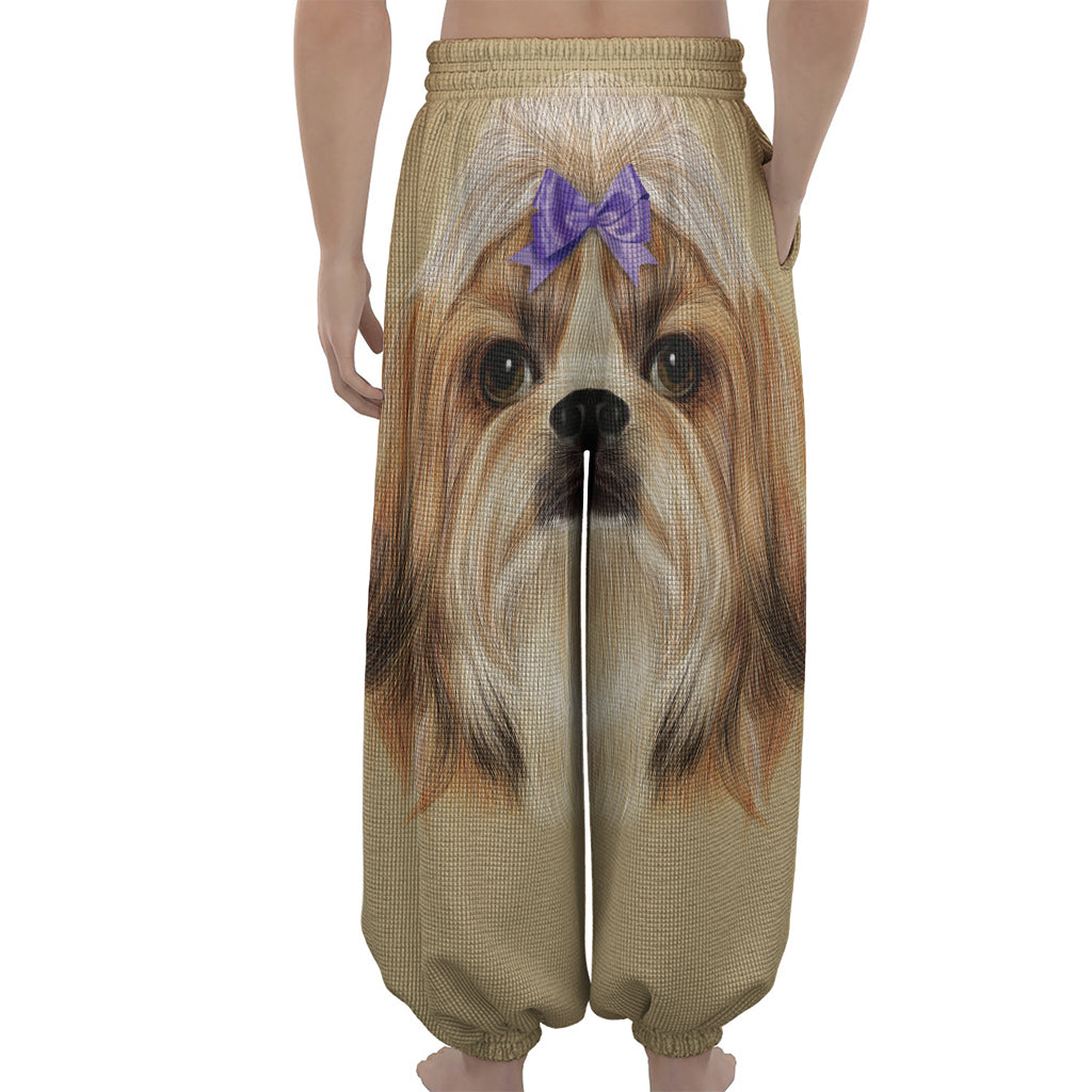 Shih Tzu Portrait Print Lantern Pants