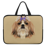 Shih Tzu Portrait Print Laptop Sleeve With Handle