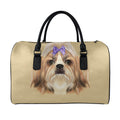 Shih Tzu Portrait Print Leather Duffel Bag