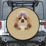 Shih Tzu Portrait Print Leather Spare Tire Cover