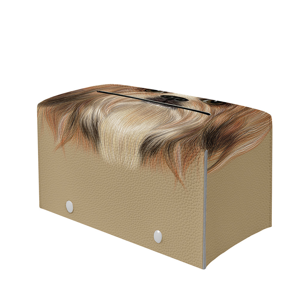 Shih Tzu Portrait Print Leather Tissue Box Cover