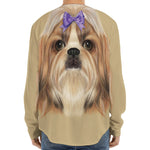 Shih Tzu Portrait Print Long Sleeve Baseball Jersey