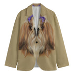 Shih Tzu Portrait Print Men's Cotton Blazer