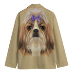 Shih Tzu Portrait Print Men's Cotton Blazer