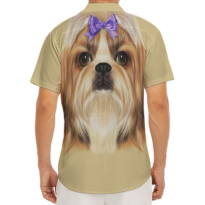 Shih Tzu Portrait Print Men's Deep V-Neck Shirt