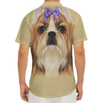Shih Tzu Portrait Print Men's Deep V-Neck Shirt