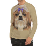 Shih Tzu Portrait Print Men's Long Sleeve Rash Guard