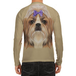 Shih Tzu Portrait Print Men's Long Sleeve Rash Guard