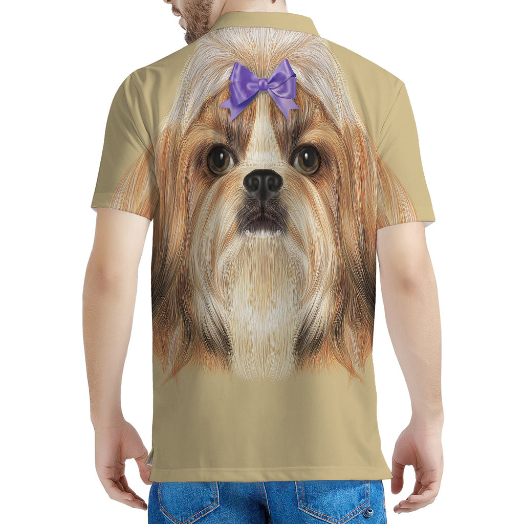 Shih Tzu Portrait Print Men's Polo Shirt
