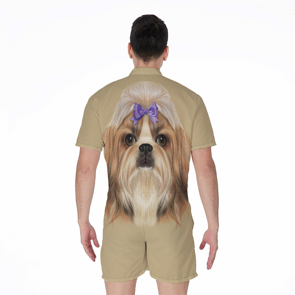 Shih Tzu Portrait Print Men's Rompers