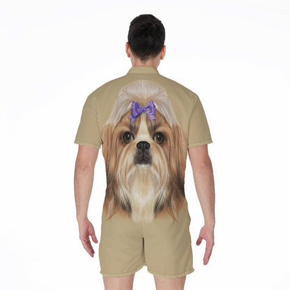 Shih Tzu Portrait Print Men's Rompers