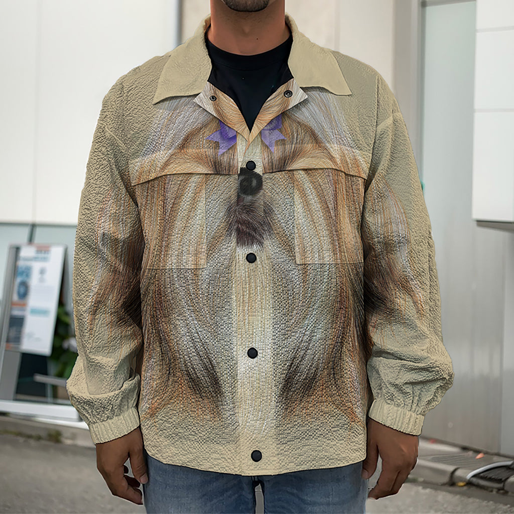 Shih Tzu Portrait Print Men's Shirt Jacket