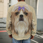 Shih Tzu Portrait Print Men's Shirt Jacket