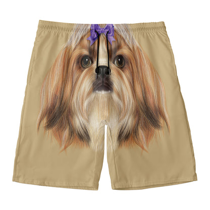 Shih Tzu Portrait Print Men's Swim Trunks