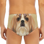 Shih Tzu Portrait Print Men's Triangle Swim Briefs